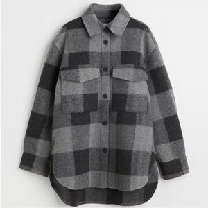 H&M Gray and Black Checkered Jacket
